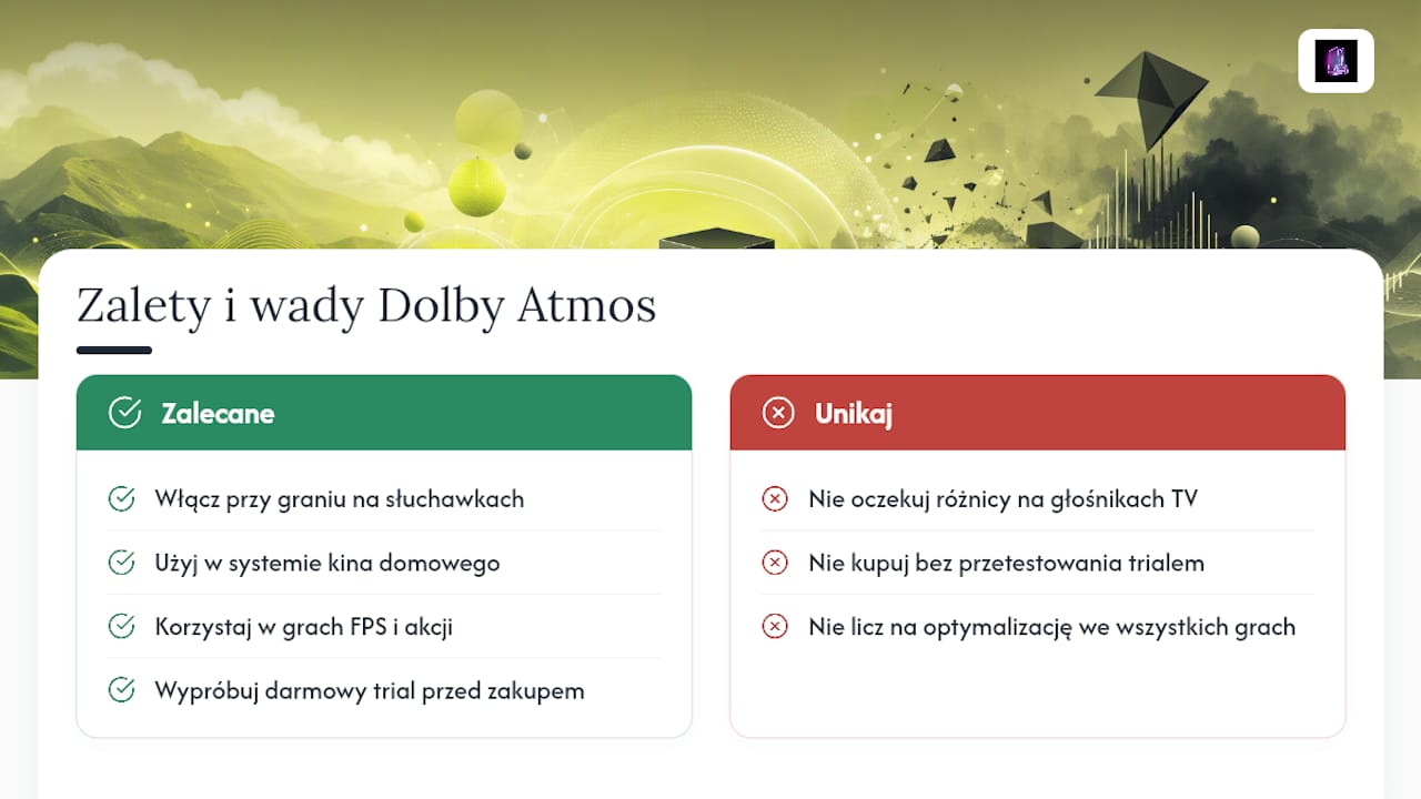 Zalety i wady wizualizacji Dolby Atmos